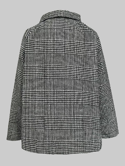 Pied-de-poule jack dames met asymmetrische sluiting