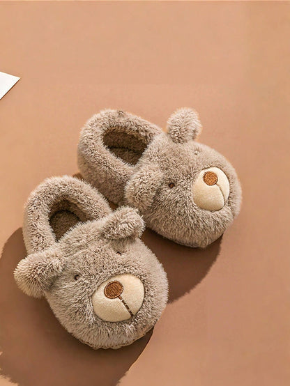 Babyslofjes van pluche met beertje en oortjes op de neus en zachte zool - beeld 5