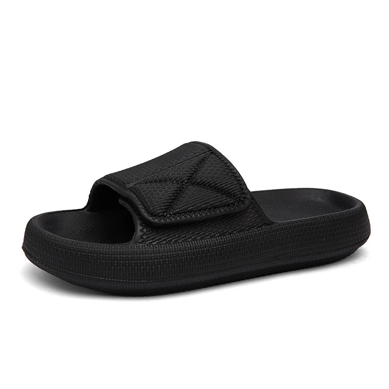 Badslippers met dikke EVA-zool en een brede band met klittenband - beeld 2