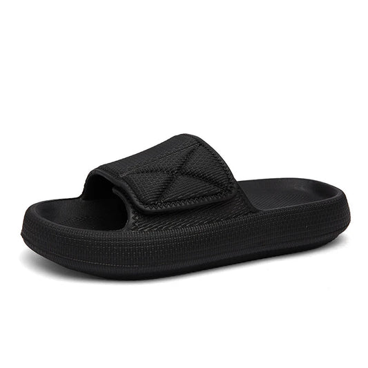 Badslippers met dikke EVA-zool en een brede band met klittenband - beeld 2