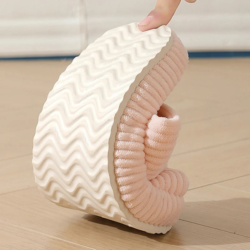 Open pantoffels van ribstof met gekruiste banden en dikke zool - beeld 6