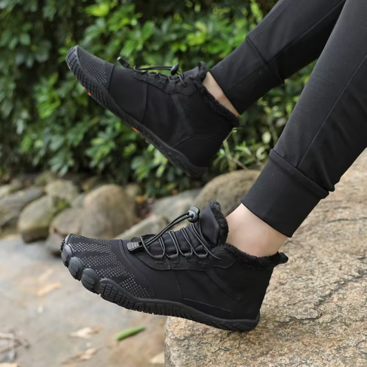 Unisex barefoot enkellaarzen met fleecevoering en elastische veter met stopper