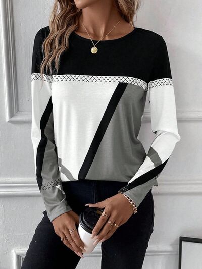 Shirt dames met kleurvlakken - detailfoto