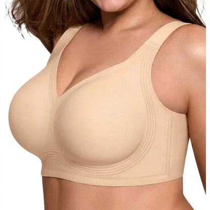 Beugelloze push-up beha met volledige bedekking en brede schouderbanden - lichtbeige