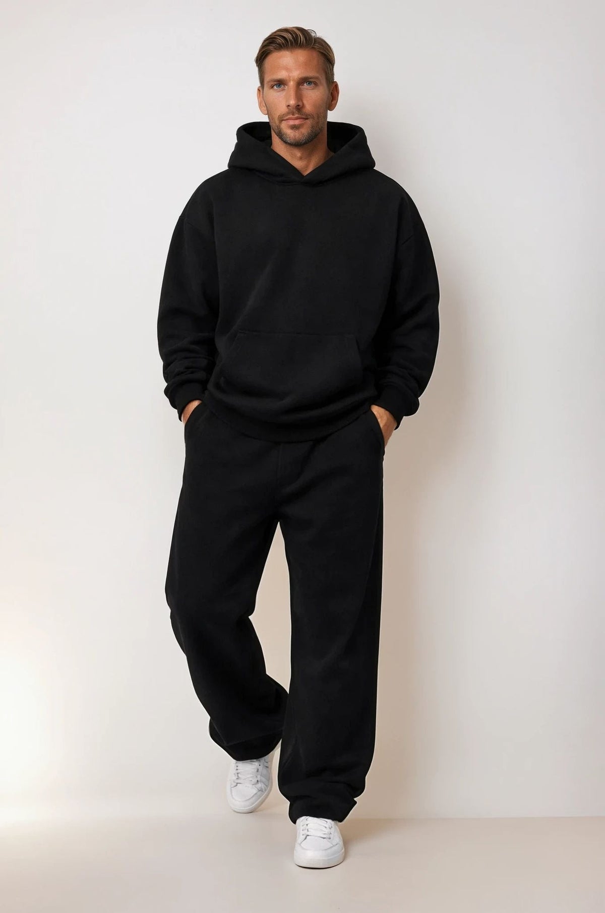 Oversized hoodie met joggingbroek in zwart katoen