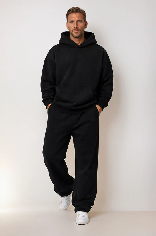 Oversized hoodie met joggingbroek in zwart katoen