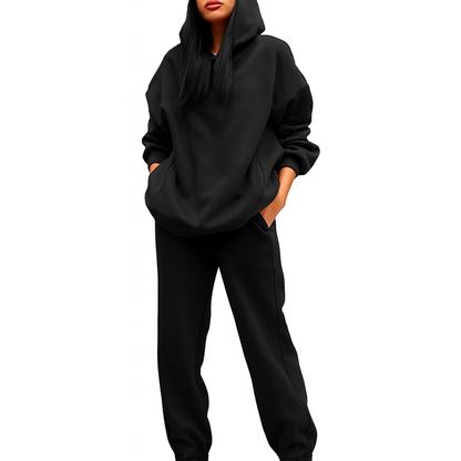 Oversized hoodie met joggingbroek in zwart katoen