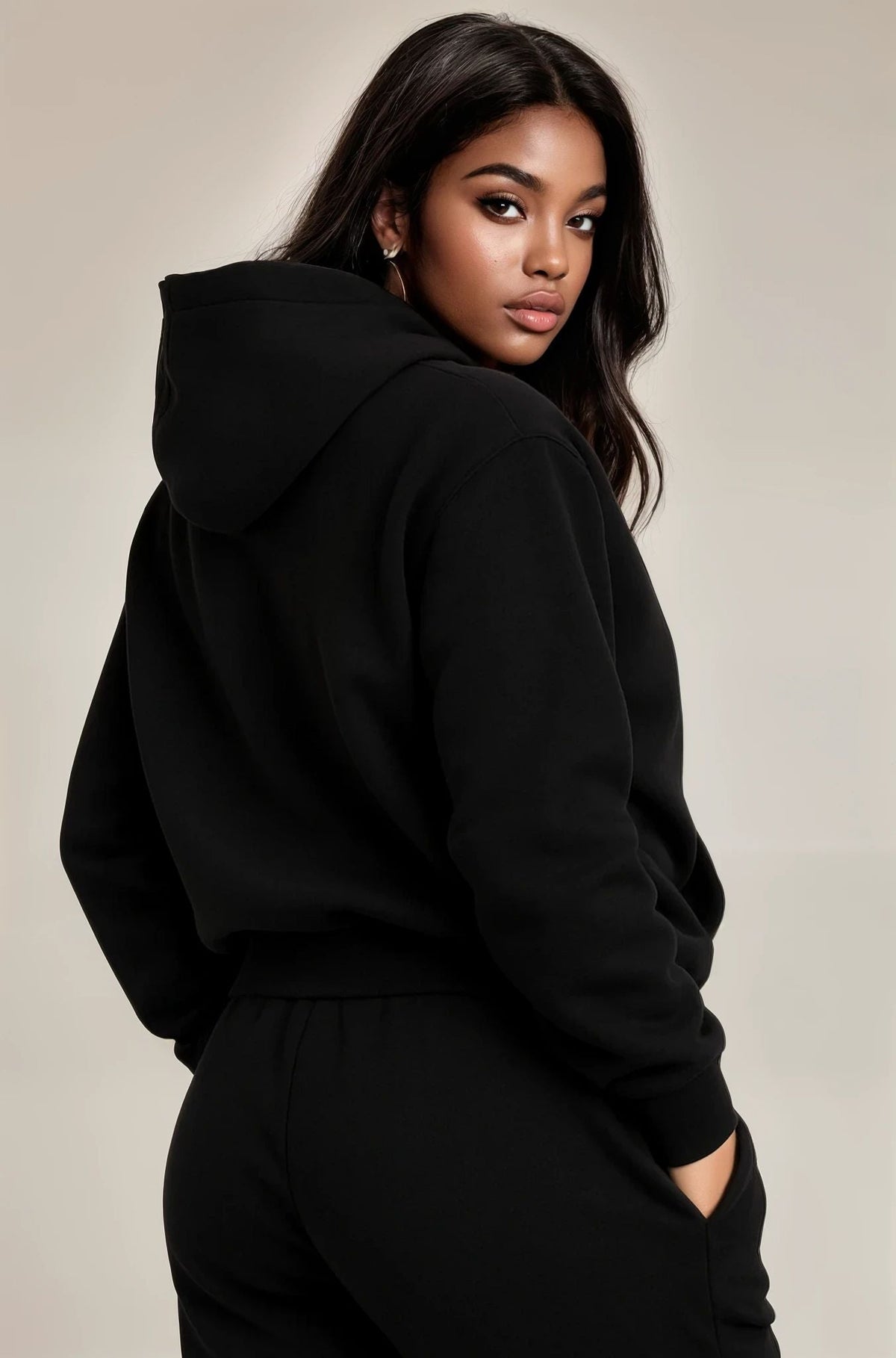 Oversized hoodie met joggingbroek in zwart katoen