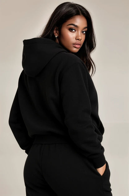 Oversized hoodie met joggingbroek in zwart katoen