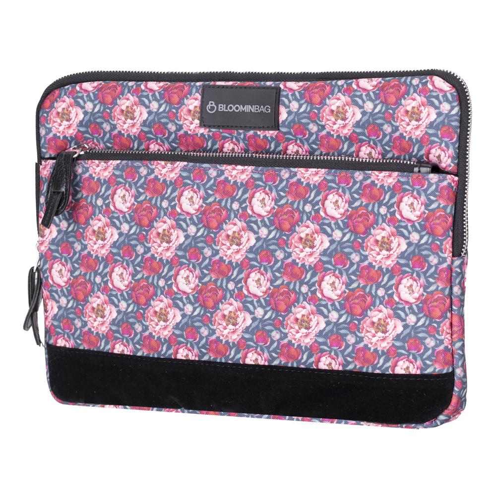 Laptophoes 14 inch met bloemenprint, gedragen onder de arm