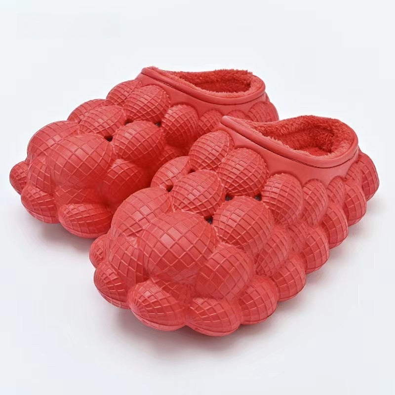 Bubble slides van EVA met bolletjes over de hele schaal en pluche voering - rood