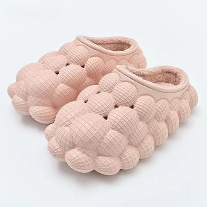 Bubble slides van EVA met bolletjes over de hele schaal en pluche voering - roze