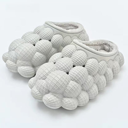 Bubble slides van EVA met bolletjes over de hele schaal en pluche voering - lichtgrijs