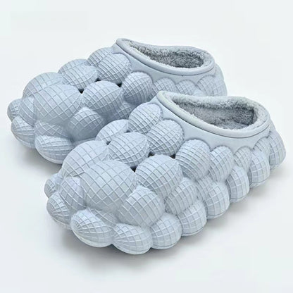 Bubble slides van EVA met bolletjes over de hele schaal en pluche voering - lichtblauw