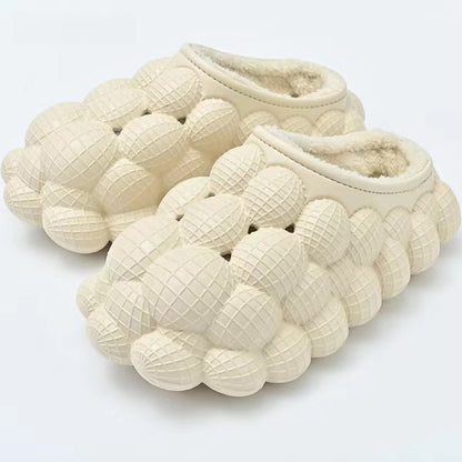 Bubble slides van EVA met bolletjes over de hele schaal en pluche voering - crème