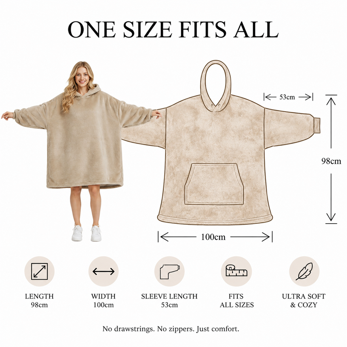 Oversized bordeauxrode hoodie deken met crèmekleurig gevoerde capuchon
