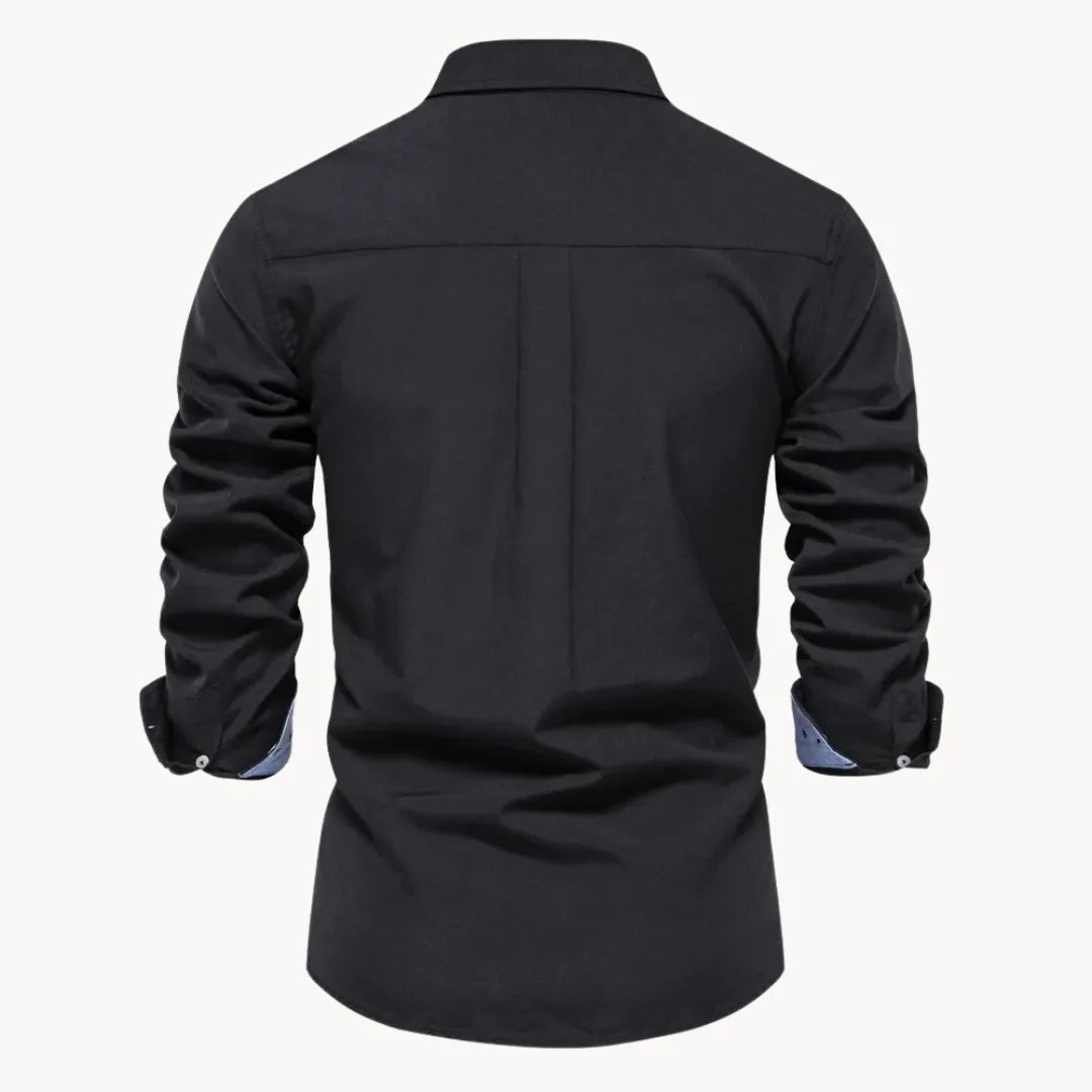 Button-down overhemd voor heren met contrasterende manchetten - beeld 2