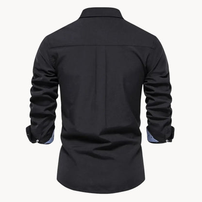 Button-down overhemd voor heren met contrasterende manchetten - beeld 2