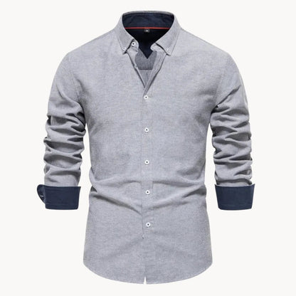 Button-down overhemd voor heren met contrasterende manchetten - grijs