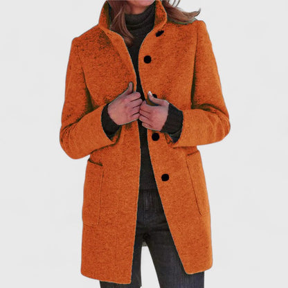 Mantel Jas Dames van Wol – Elegante Lange Winterjas met Knopen in Meerdere Kleuren