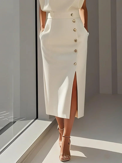 Midi jurk dames detailfoto knopenrij - subtiel elegante finishing touch