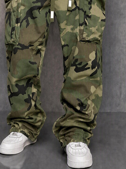 Camouflage cargobroek voor heren met ritszakken en trekkoord - beeld 6