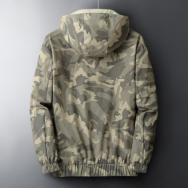 Camouflage herenjack met capuchon, rits en elastische boorden - beeld 3