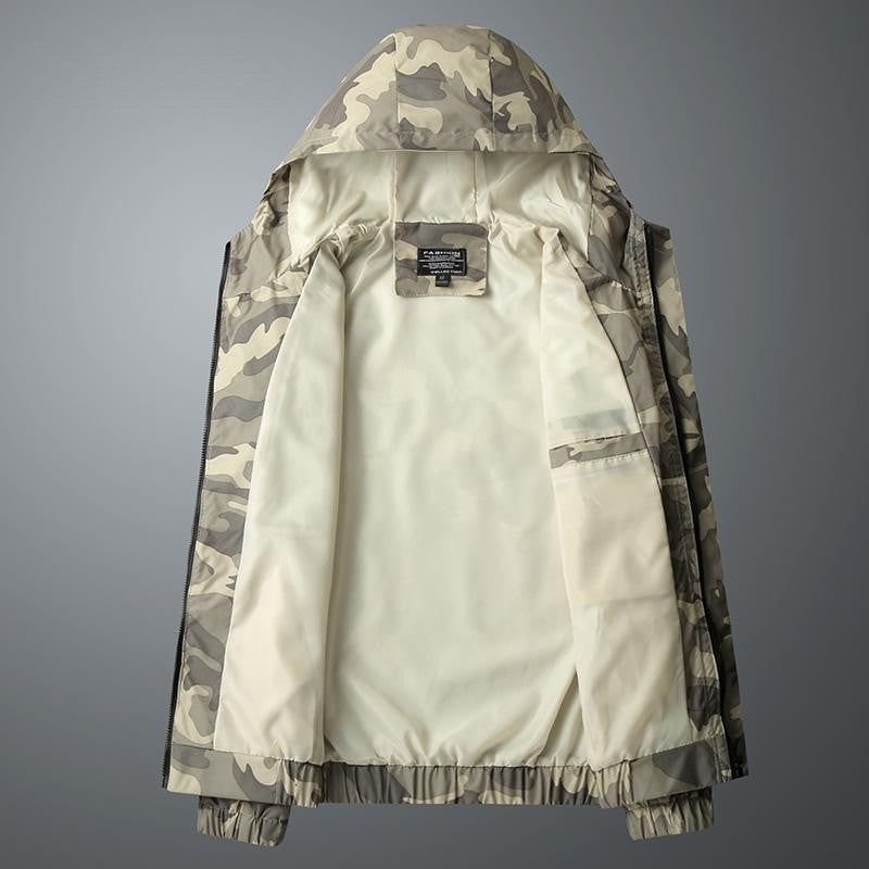 Camouflage herenjack met capuchon, rits en elastische boorden - beeld 5