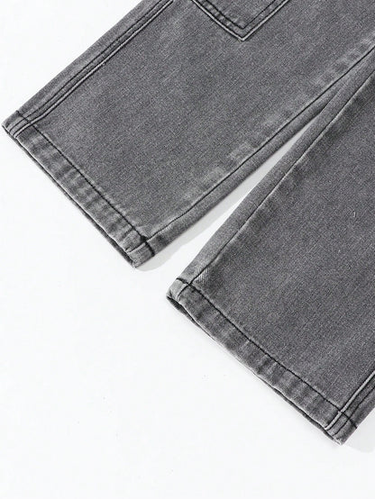 Cargo jeans voor meisjes van katoen met grote zijzakken en rechte pijp - beeld 11