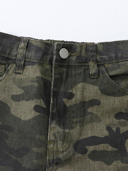 Cargo jeans voor meisjes van katoen met grote zijzakken en rechte pijp - beeld 6