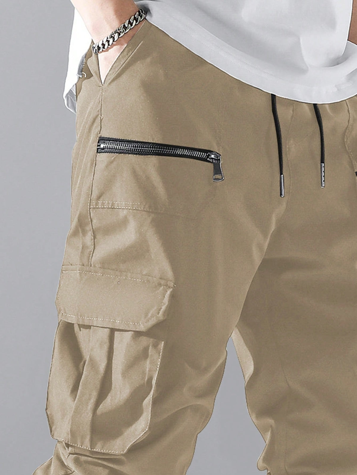 Cargo joggingbroek voor heren met trekkoord, ritszakken, klepzakken en elastische boord om de enkel - beeld 11