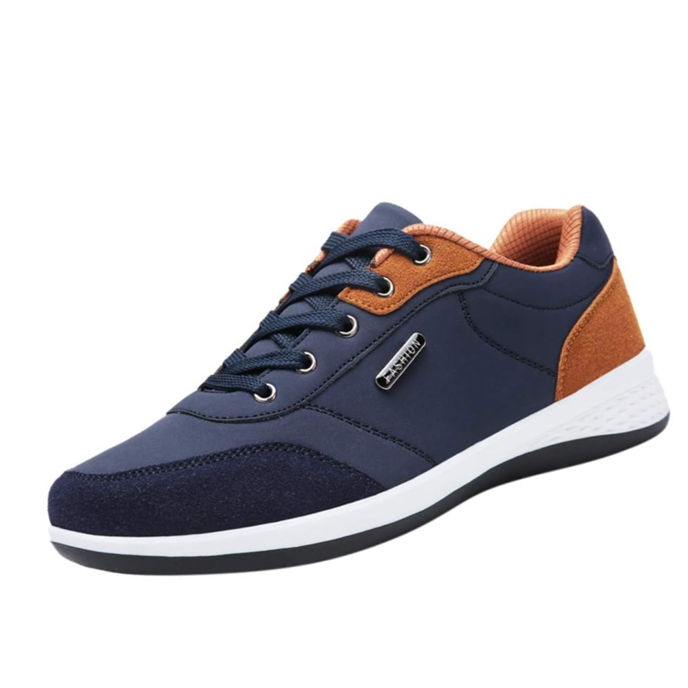 Casual herensneakers in leerlook met contrasterend hielstuk