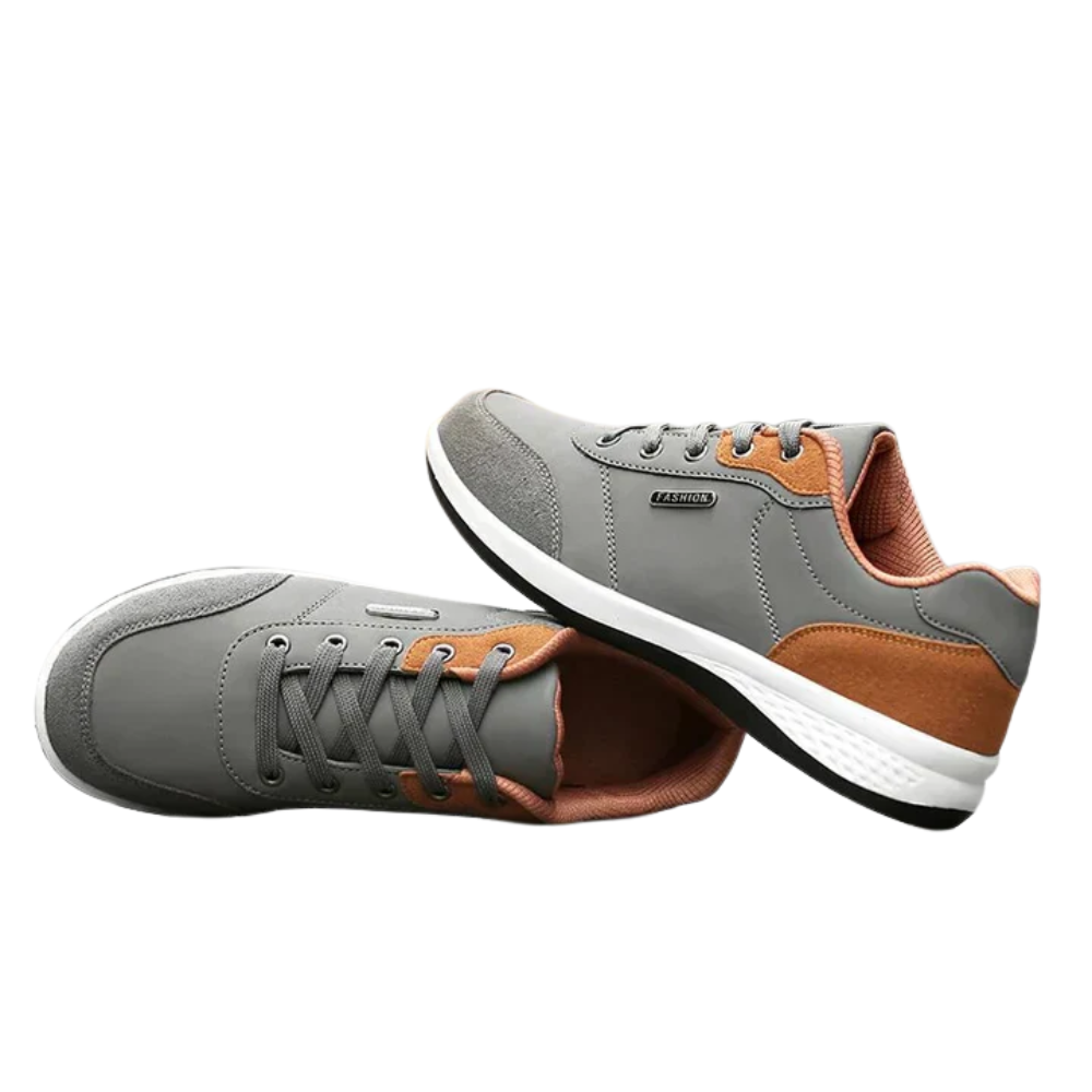 Casual herensneakers in leerlook met contrasterend hielstuk