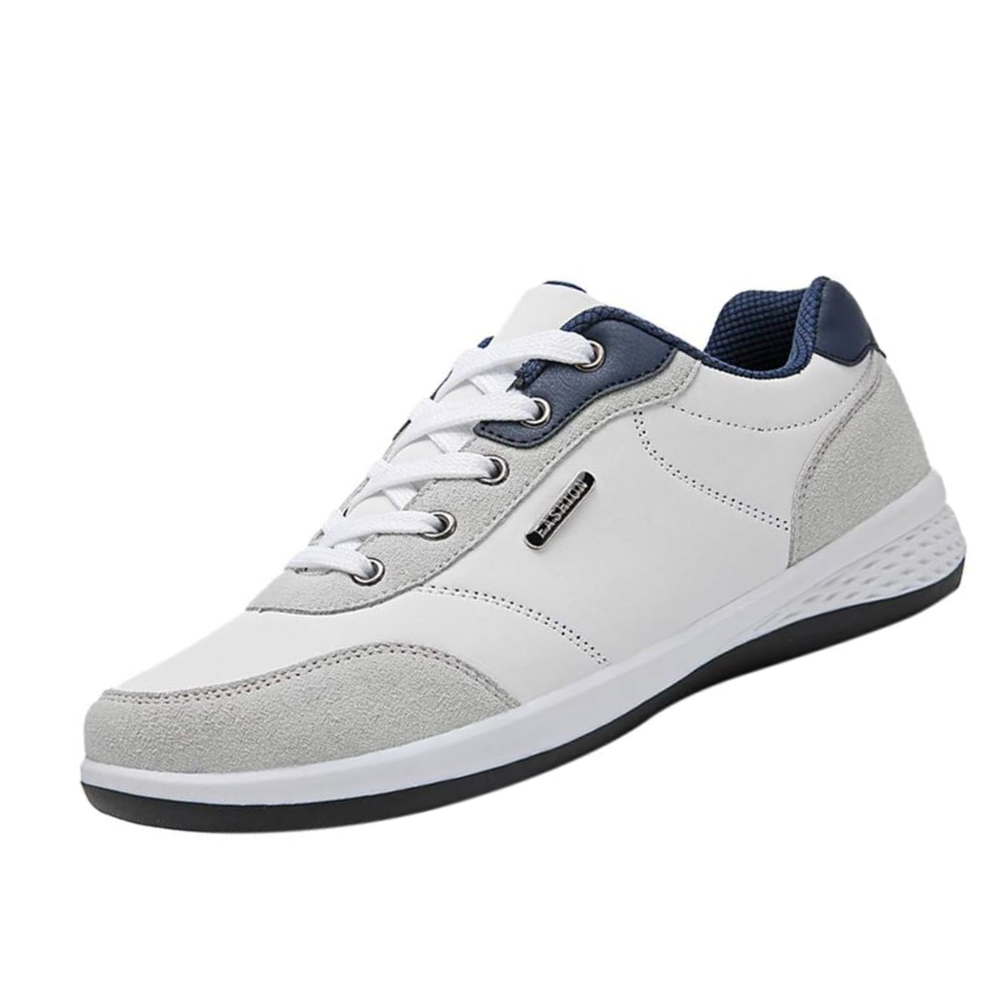Casual herensneakers in leerlook met contrasterend hielstuk