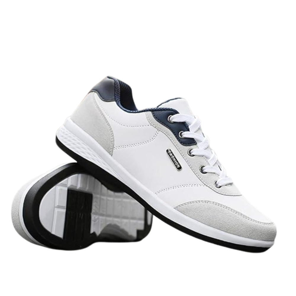 Casual herensneakers in leerlook met contrasterend hielstuk