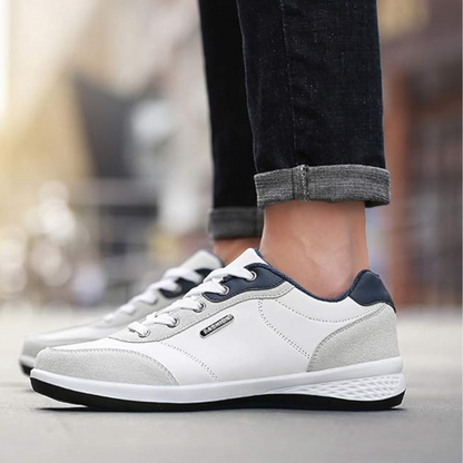 Casual herensneakers in leerlook met contrasterend hielstuk