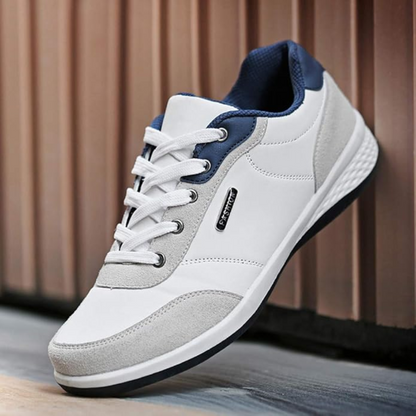 Casual herensneakers in leerlook met contrasterend hielstuk