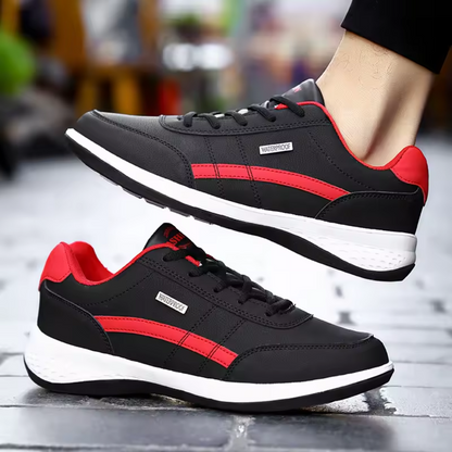 Casual herensneakers in leerlook met contrasterend hielstuk