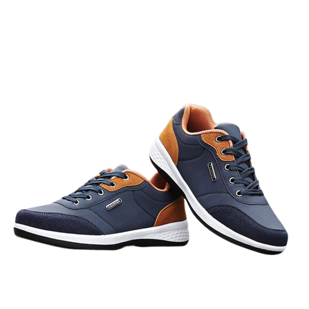 Casual herensneakers in leerlook met contrasterend hielstuk