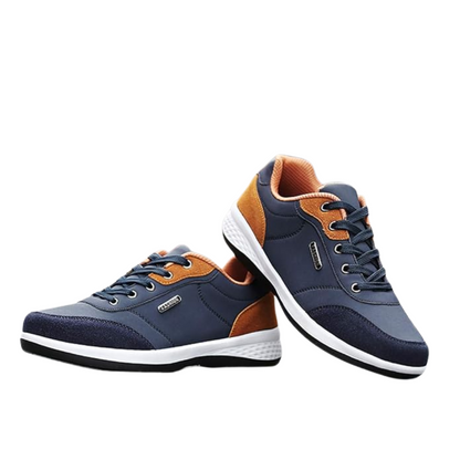 Casual herensneakers in leerlook met contrasterend hielstuk