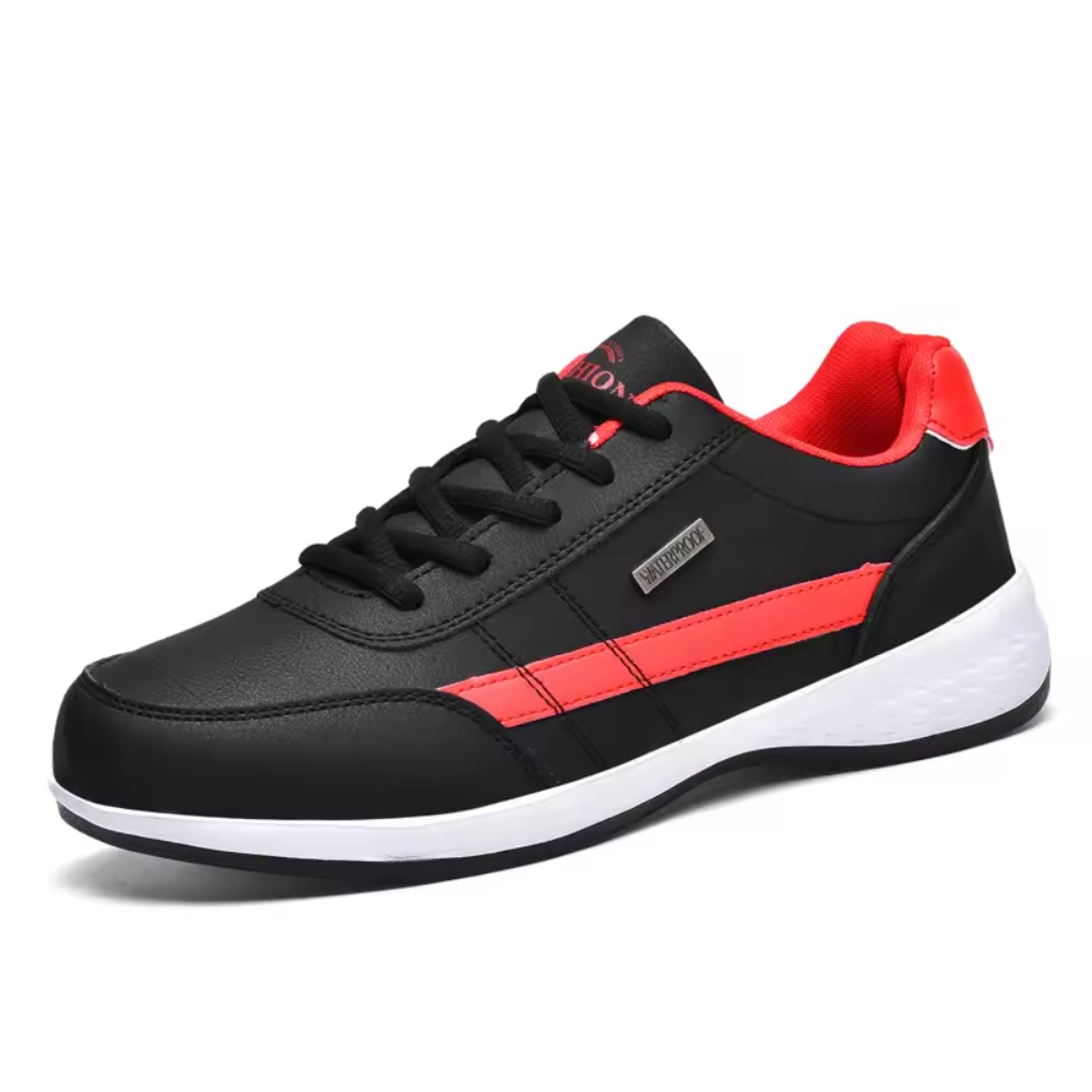 Casual herensneakers in leerlook met contrasterend hielstuk
