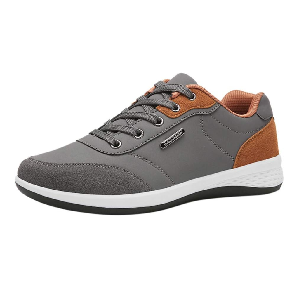 Casual herensneakers in leerlook met contrasterend hielstuk