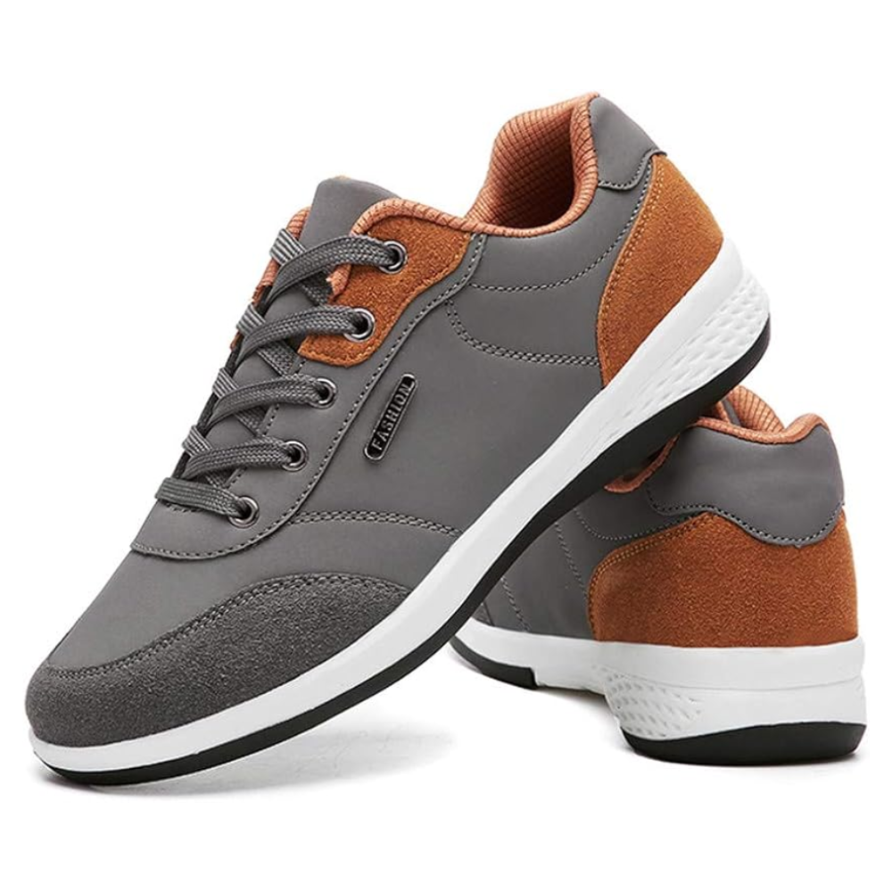 Casual herensneakers in leerlook met contrasterend hielstuk
