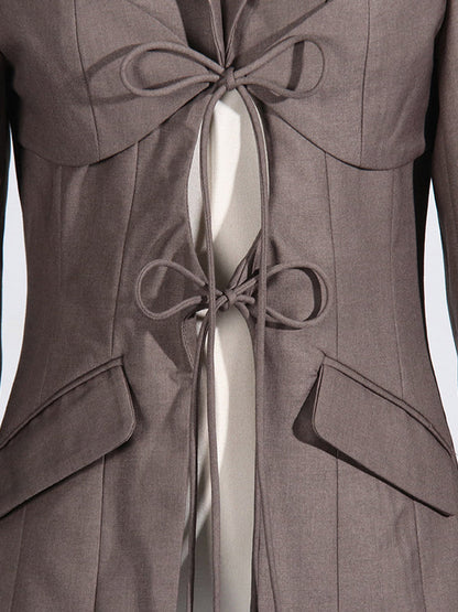 Blazer dames met striksluiting onder de borst, revers en kleppenzakken