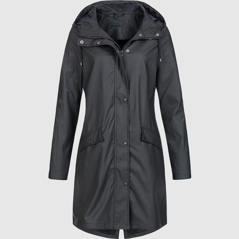 Dames Regenjas met Capuchon – Waterdicht Kniehoog Model voor Outdoor en Stad