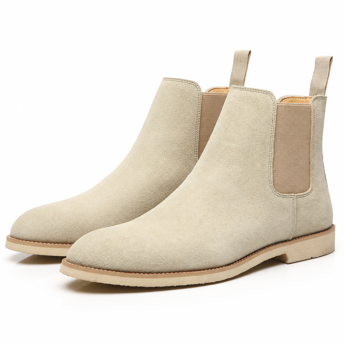 Chelsea boots heren in suède look met elastische zijstukken