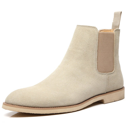 Chelsea boots heren in suède look met elastische zijstukken - zand