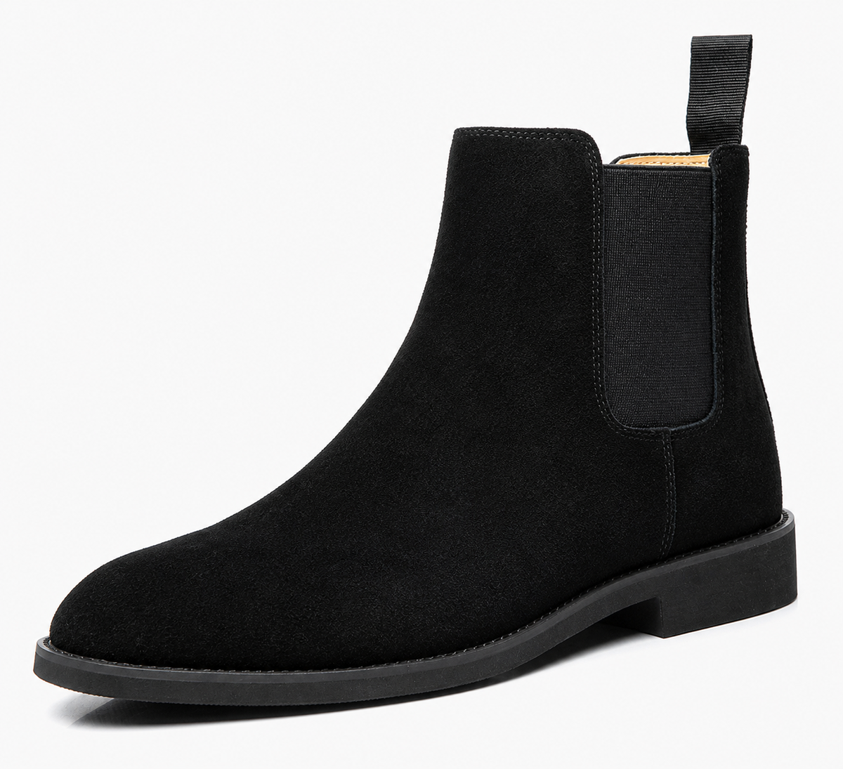 Chelsea boots heren in suède look met elastische zijstukken - zwart