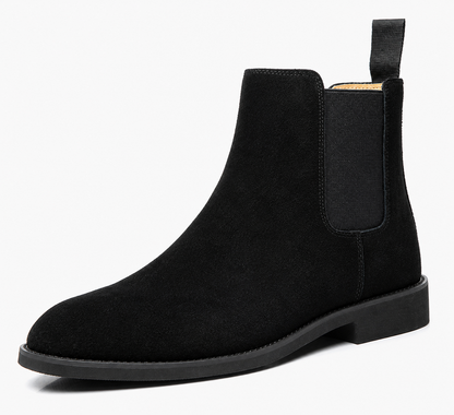 Chelsea boots heren in suède look met elastische zijstukken - zwart