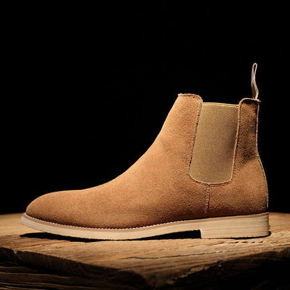 Chelsea boots heren in suède look met elastische zijstukken